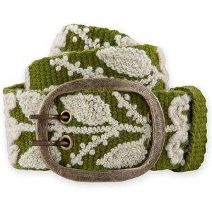 Pistil 100% Wool Sadie Belt Green Handwoven Embroidery S